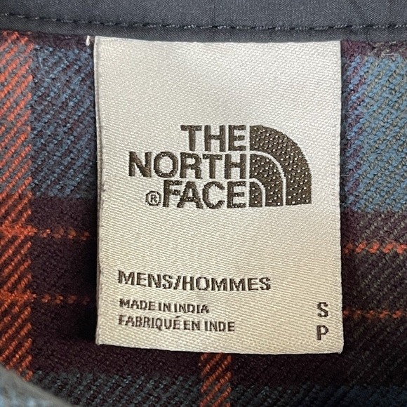 The North Face Shirt Men Small Red Blue Plaid Long Sleeve Button Up Hiking Adult - Picture 7 of 11